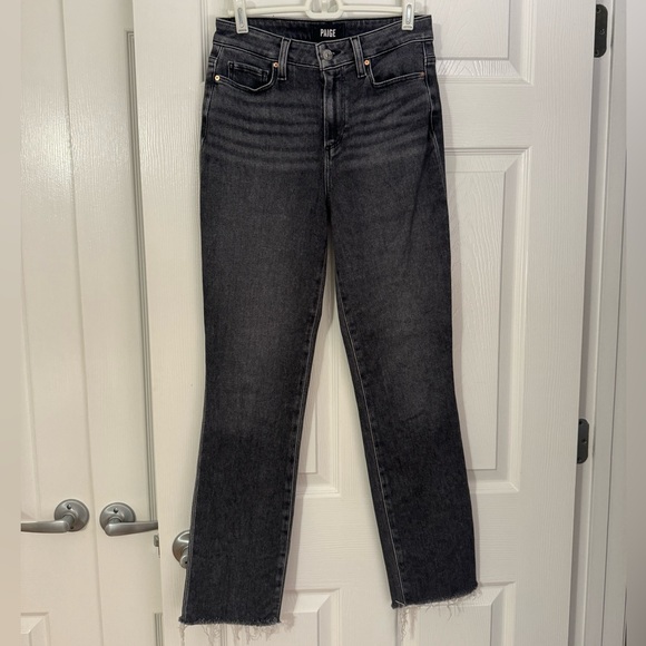 PAIGE Cindy Raw Hem High Waist Ankle Straight Leg Jeans - Picture 7 of 12